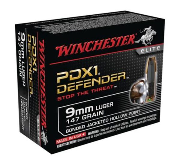 Winchester PDX1 Defender 9mm + P, 124gr, Bonded Jacket Hollow Point, 20rd Box