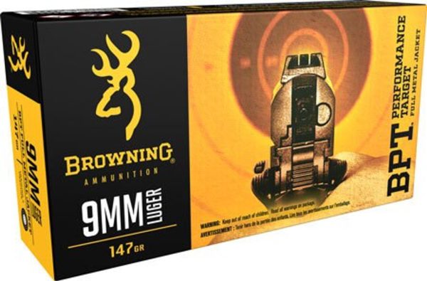 Browning BPT Performance 9mm 147gr, Full Metal Jacket, 50rd Box