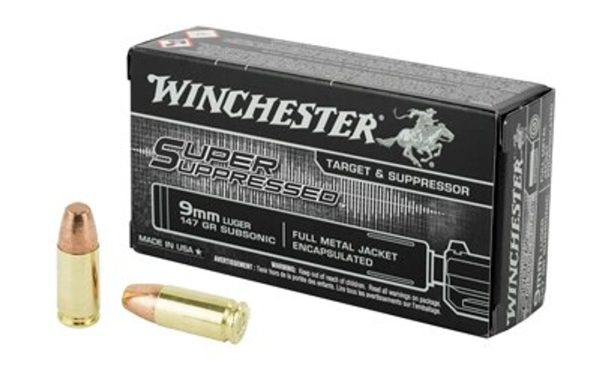 Winchester Super Suppressed 9mm 147gr, Full Metal Jacket, 50rd Box