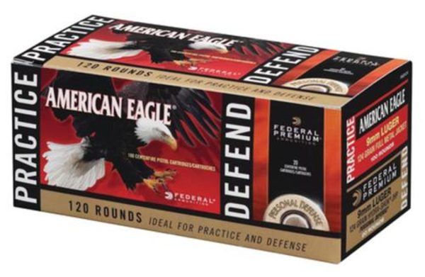 Federal Personal Defense Combo Pack Hydra-Shok/American Eagle 9mm 124 Grain 120 Rounds Total