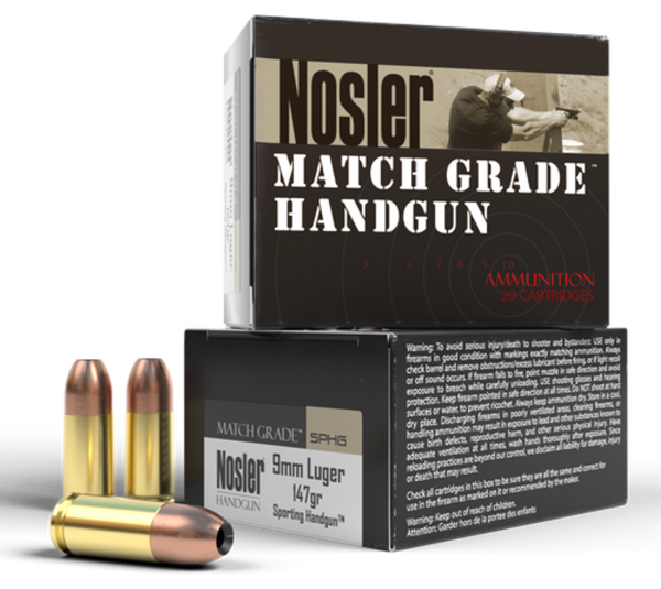 Nosler Assured Stopping Power, 9mm, 147gr, Jacketed Hollow Point, 20rd Box