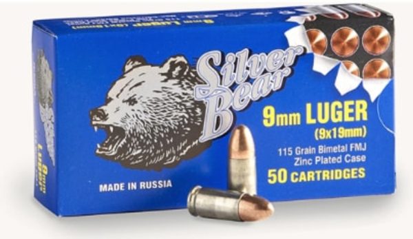 Silver Bear 9mm, 115 Gr, FMJ, 50rd/box