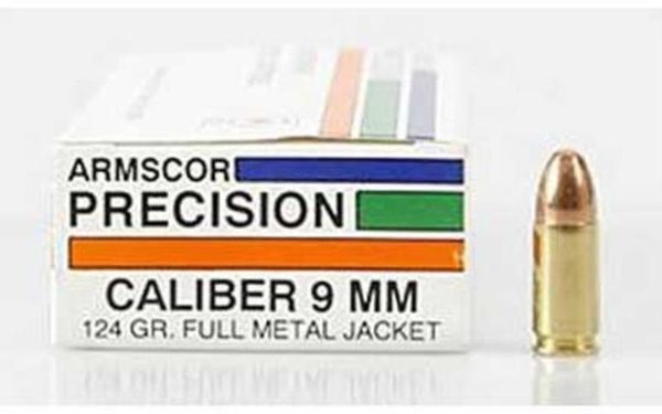 Armscor 9mm 124gr, FMJ, 50rd/Box