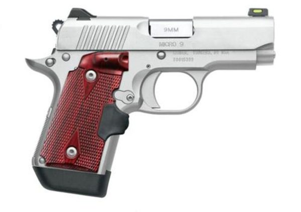 Kimber Micro 9 Stainless 9mm, 3.15" Barrel, Rosewood Laser Grip, Satin Silver, 7rd