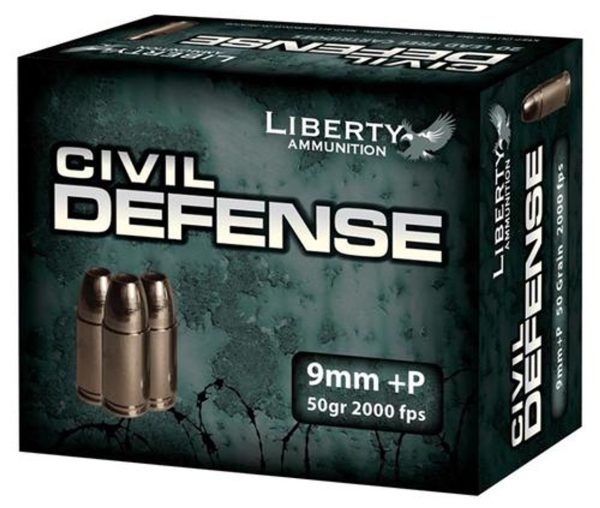 Liberty Ammo Civil Defense 9mm 50gr, LF Fragmenting HP, 20rd Box