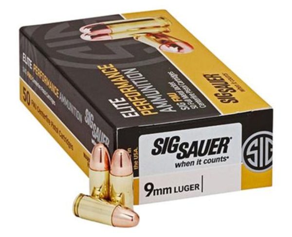 Sig 9mm, 147Gr, Elite Ball, FMJ, 50rd Box