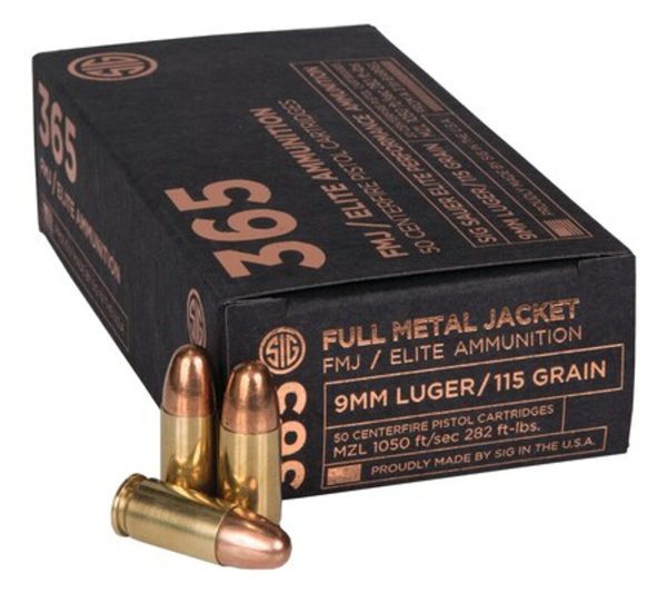 Sig Elite 9mm 115gr, FMJ, 50rd Box