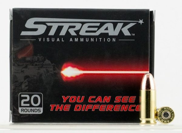 Ammo Inc. Streak 9mm Tracer Ammunition, 147 gr. Total Metal Jacket, 20rd Box