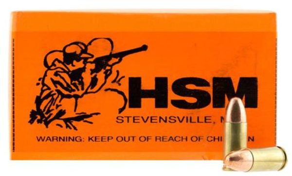 HSM 9mm 124gr, FMJ Round Nose 50rd/Box