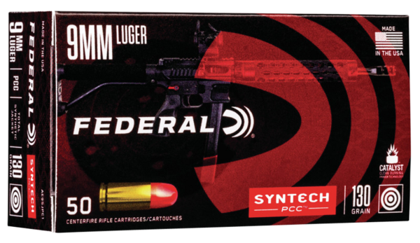 Federal American Eagle 9mm 130gr, Total Syntech Jacket Flat Nose, 50rd Box