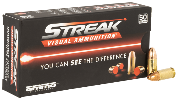 Ammo Inc Streak Visual (RED) 9mm, 124gr, TMC, 50Bx/20Cs