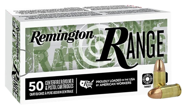 Remington Range 9mm, 124gr, Full Metal Jacket, 50rd Box