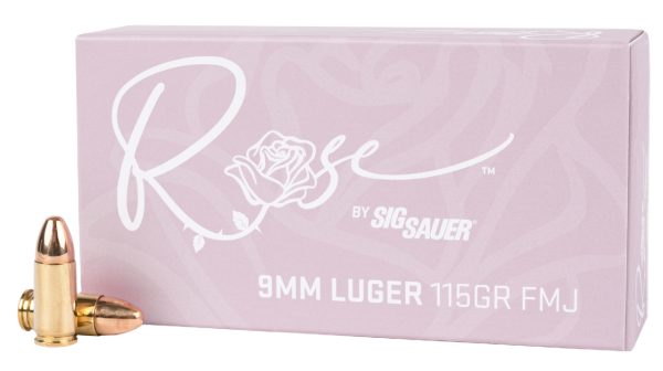 Sig Sauer Rose 9mm Ammo, 115gr, Full Metal Jacket, 50rd Box