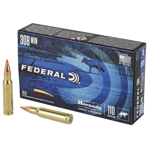 Federal Varmint & Predator 308 Winchester 110gr, Hornady V-Max (VMX) 20rd Box