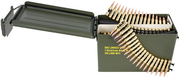 Magtech Rifle .308 Win/7.62x51mm, 147gr, FMJ, M2A1 Can, 500 Linked Rounds - Image 2