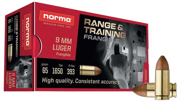 Norma Range & Training 9mm, 65gr, Norma Frangible, 50rd Box