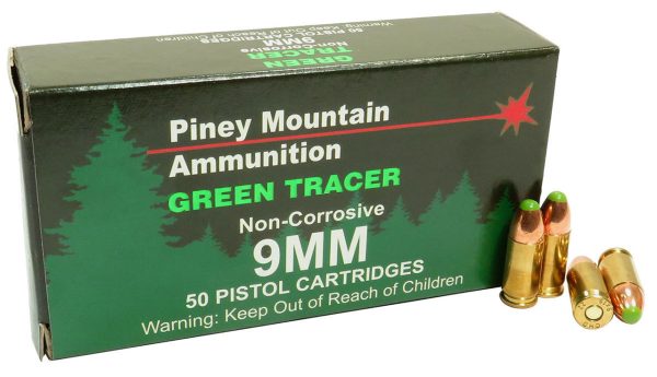 Piney Mountain Green Tracer 9mm, 119gr, Full Metal Jacket, 20rd Box