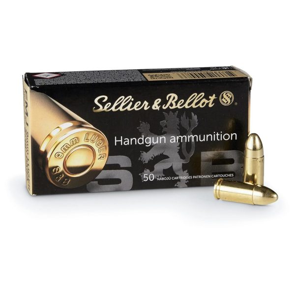 Sellier & Bellot 9mm 124gr, FMJ, 50rd Box