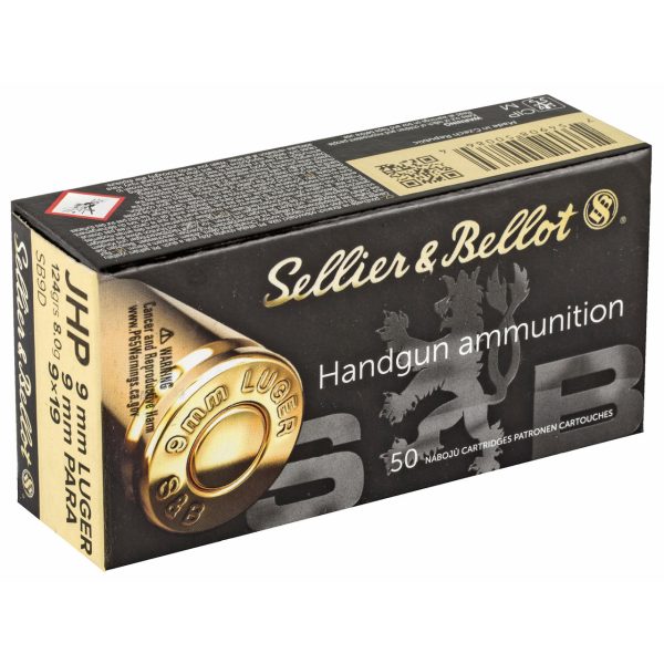 Sellier & Bellot Defense 9mm, 124gr, Jacketed Hollow Point, 50rd Box - Image 2