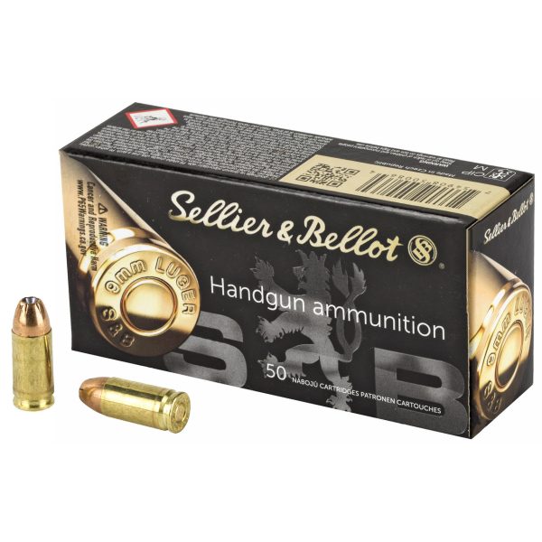 Sellier & Bellot Defense 9mm, 124gr, Jacketed Hollow Point, 50rd Box