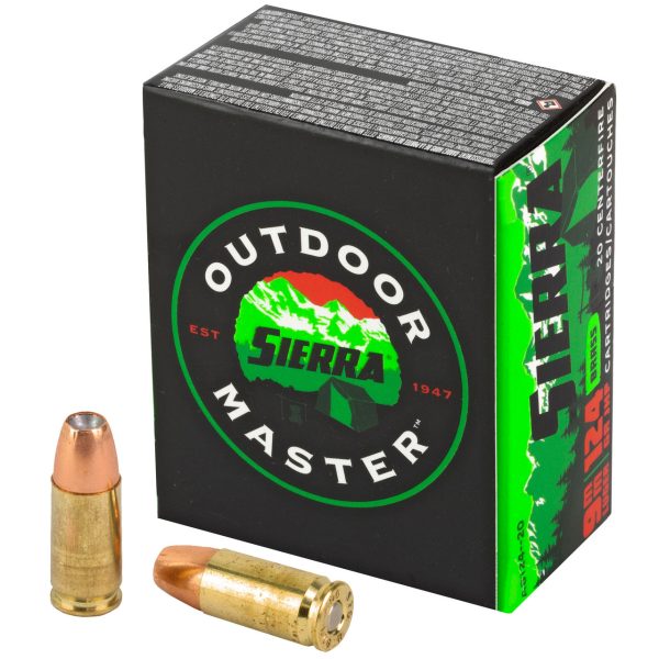 Sierra Outdoor Master 9mm, 124gr, Jacketed Hollow Point, 20rd Box