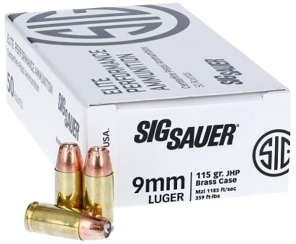 Sig Elite Elite Performance 9mm 115gr, Jacketed Hollow Point, 50rd Box