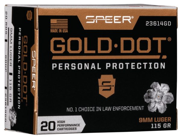 Speer Gold Dot Personal Protection 9mm, 115gr, Hollow Point, 20rd Box