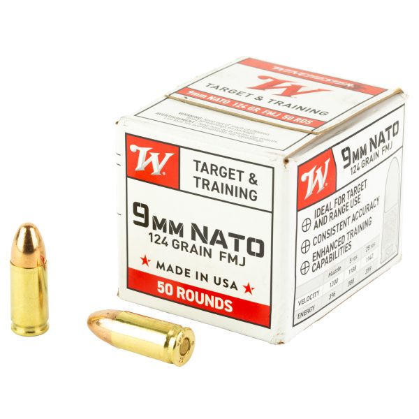 Winchester USA WHITE BOX 9mm, 124gr, Full Metal Jacket, 50rd Box - Image 2