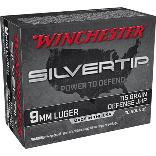 Winchester Silvertip 9mm, 115gr, Silvertip Jacket Hollow Point, 20rd Box